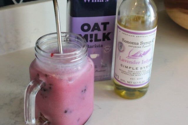 Lavender Blackberry Italian Cream Soda with Oat Milk
